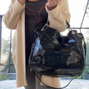 Michael Kors snakeskin shoulder bag, black